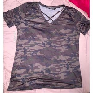 Amaryllis Camo Criss Cross Tee